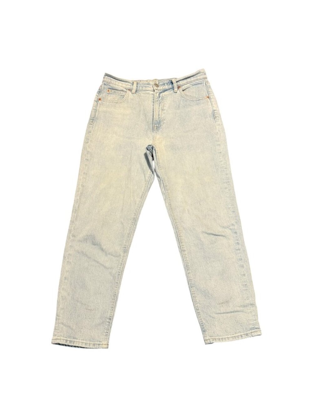 Gap Women's Denim Jeans Blue Mom Jean High Rise Light Wash Pockets 29 Check Des